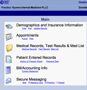 Kyrene Internal Medicine in Phoenix Patient Portal Home Page for Patient